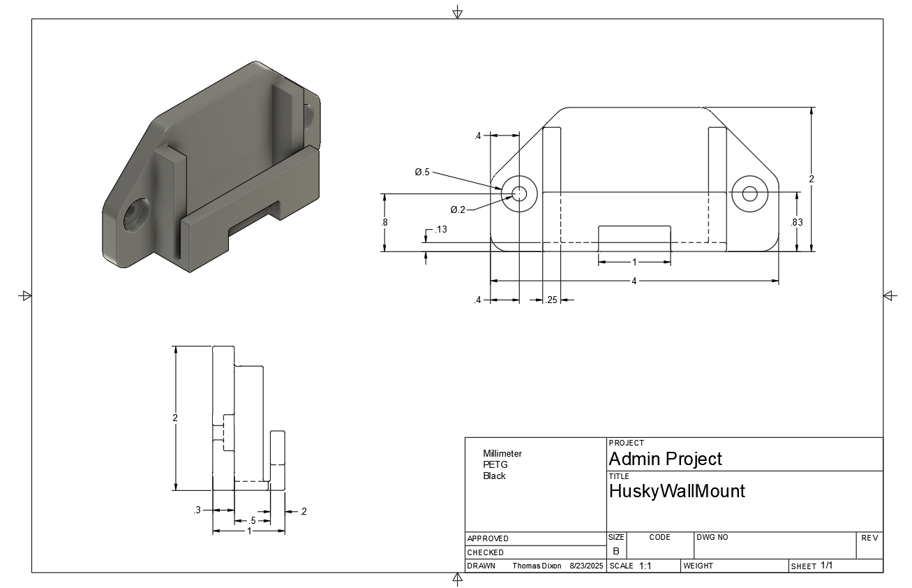Drawing of replacement wall mount