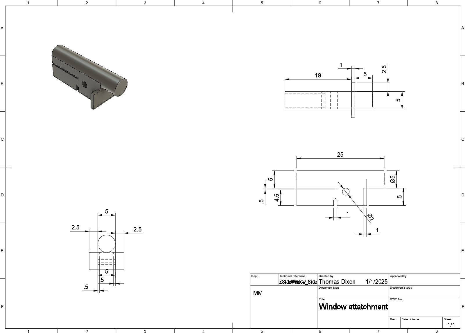 Technical drawing – window attachment